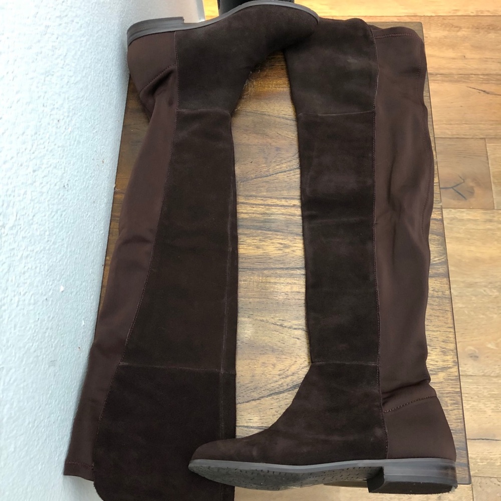 Brown over the knee flat boots
